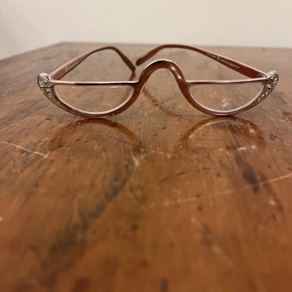 Vtg Retro Eyeglasses Reading glasses Frames Rose Gold Pink 5